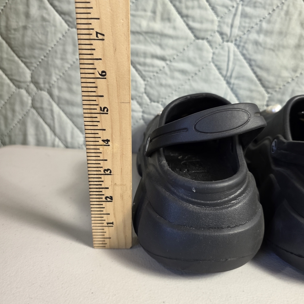 Solaud Platform Black Platform Clog Sandals with Pearl Flower Charm Sz 40 - Picture 4 of 11